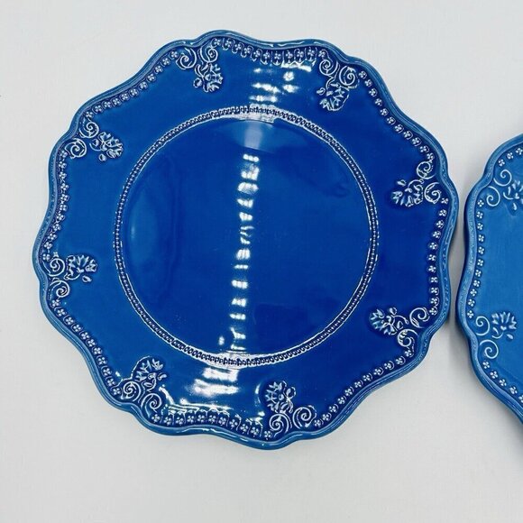 (2) Vera Bradley by Sadek Blue Dinner Plates 10.75" J Willfred Flower Portugal - Picture 3 of 6